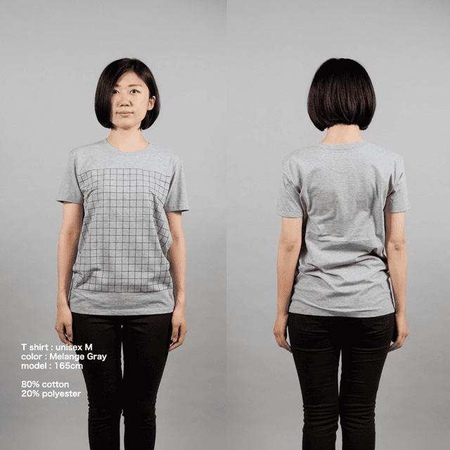 碁盤Tシャツ女性モデル正面うしろ
