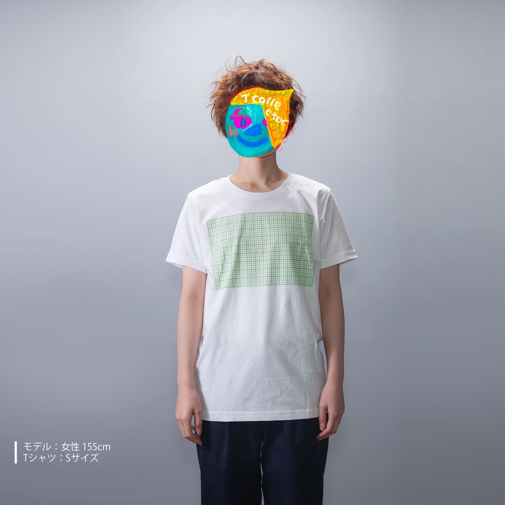 方眼紙 おもしろ Tシャツ 女性モデル正面