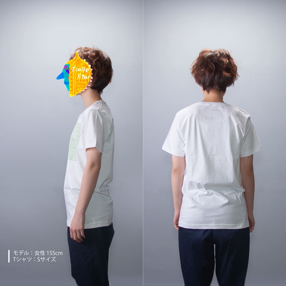 方眼紙 おもしろ Tシャツ 女性モデル正面