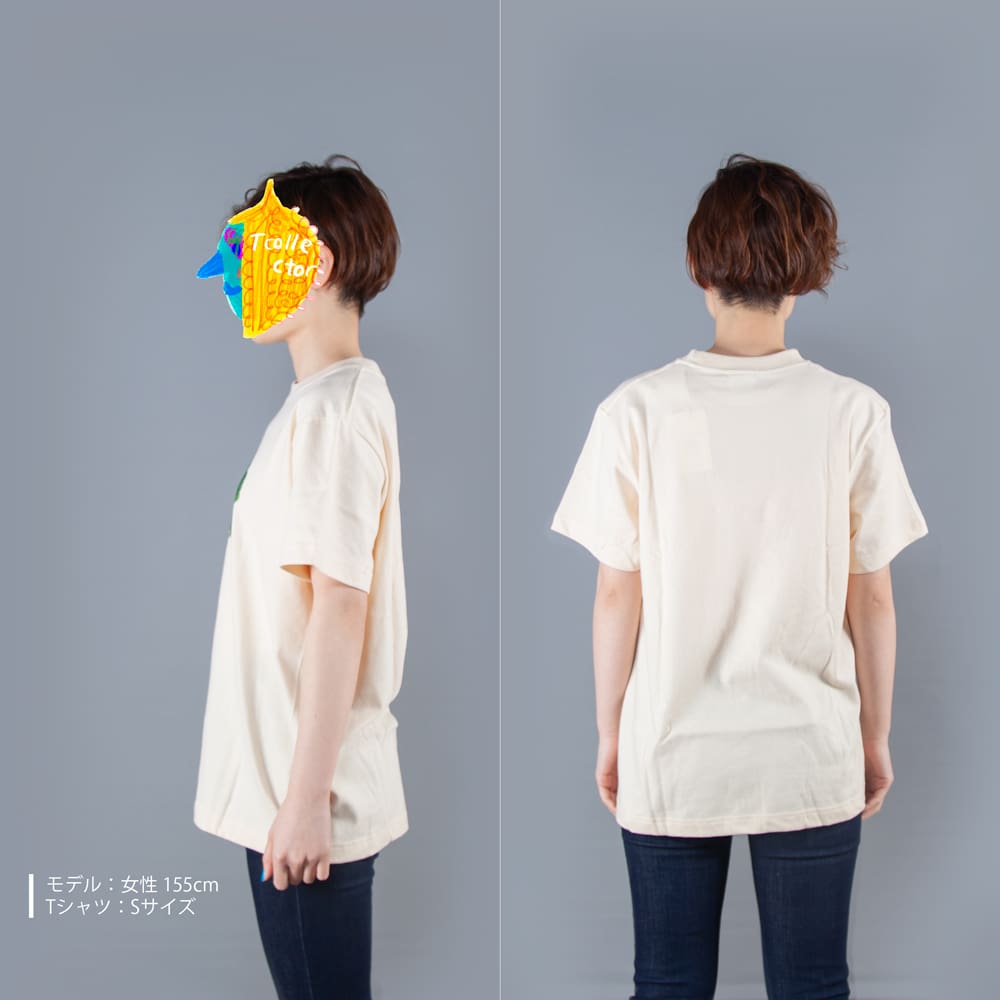 ブロッコリーTシャツ女性モデル横うしろ