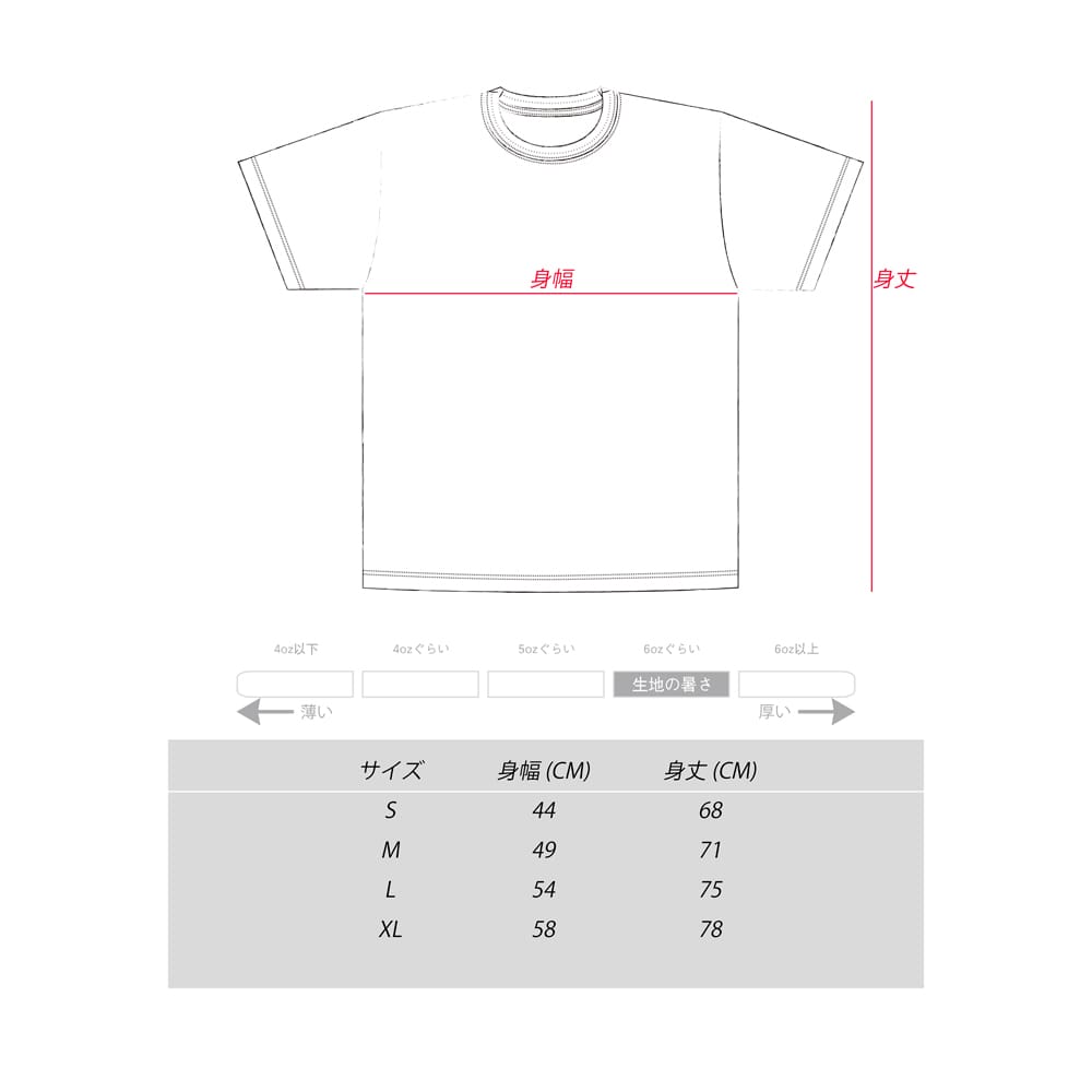 Tシャツ サイズ表