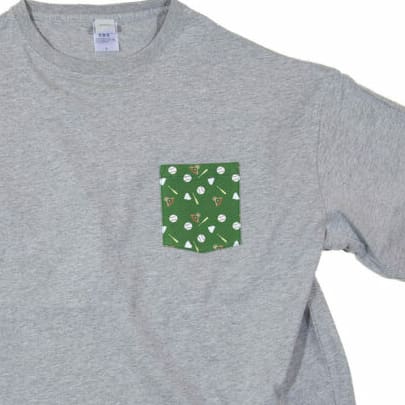野球柄 ビックシルエットポケットTシャツ ユニセックスS~XL
